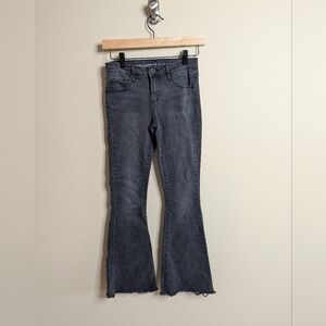 Articles of Society Flare Jeans Womens 24 Gray Raw Hem Stretch Bootcut Y2K